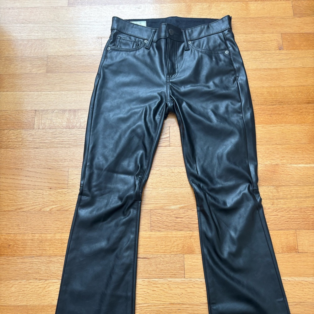 Black Vegan Leather Boot Cut Pants